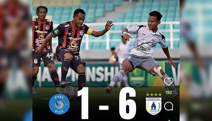 Persipura Jayapura naik peringkat setelah menggilas PSBS Biak   